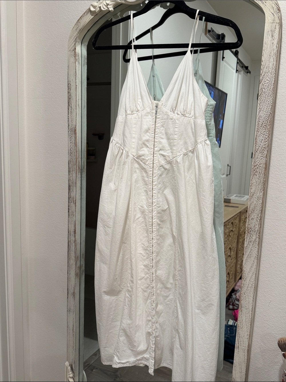 Cotton Light weight White Spaghetti Strap Midi Dress